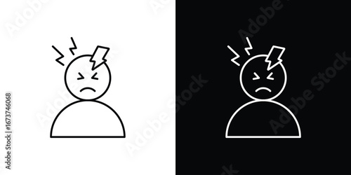 Headache icon icons. simple, stroke, black icons