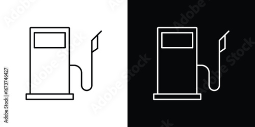 Gas station icons. simple, stroke, black icons