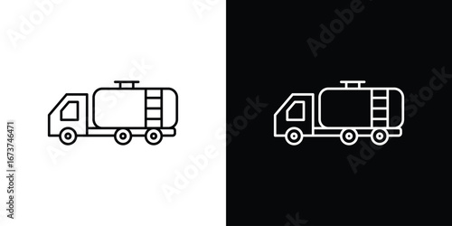 Fuel truck icons. simple, stroke, black icons