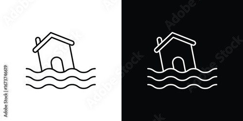 Flood icons. simple, stroke, black icons