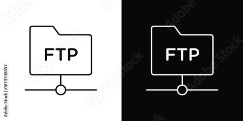 FTP icons. simple, stroke, black icons