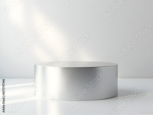 Silver Cylinder Display Stand with Light and Shadow