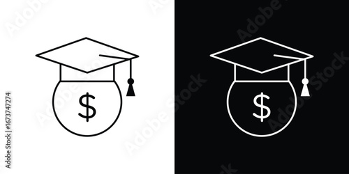 Education cost icons. simple, stroke, black icons