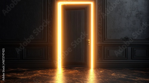 Wallpaper Mural Glowing Doorway, Dark Room, Opportunity, Interior Design Torontodigital.ca