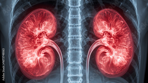 X-ray image of patient human kidneys