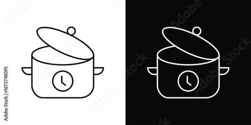 Cooking time icons. simple, stroke, black icons