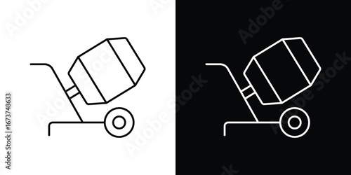 cement mixers icons. simple, stroke, black icons