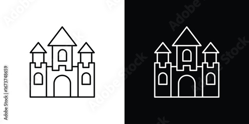 Castle icons. simple, stroke, black icons