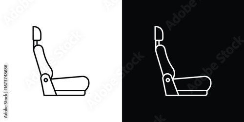 Car seat icons. simple, stroke, black icons