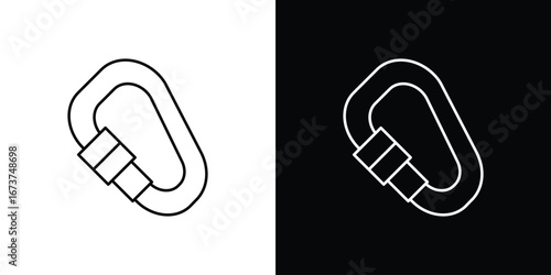 Carabiner icons. simple, stroke, black icons