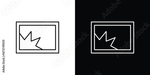 Broken window icons. simple, stroke, black icons