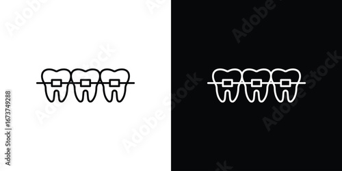 Braces icons. simple, stroke, black icons
