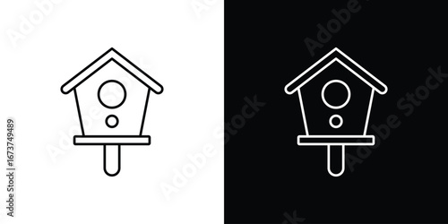 Bird house icons. simple, stroke, black icons