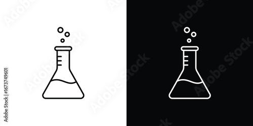 Beaker icons. simple, stroke, black icons