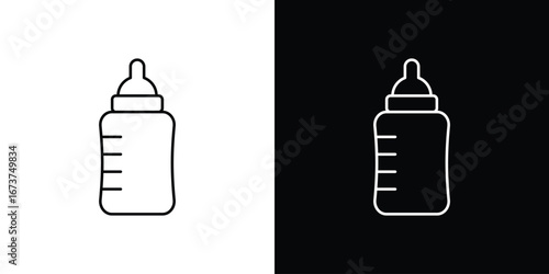 Baby milk bottle icons. simple, stroke, black icons