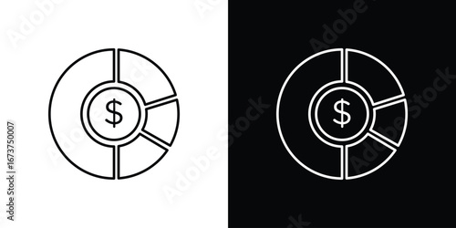 Asset allocation icons. simple, stroke, black icons