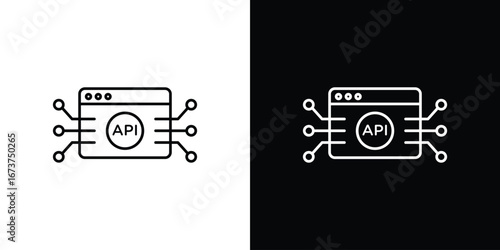 API icons. simple, stroke, black icons