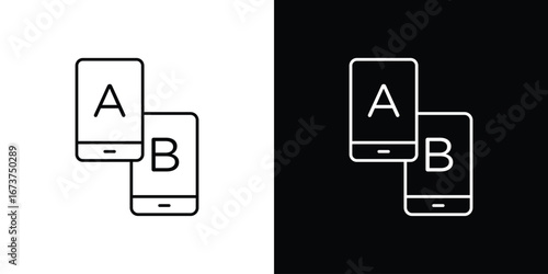A B testing icons. simple, stroke, black icons