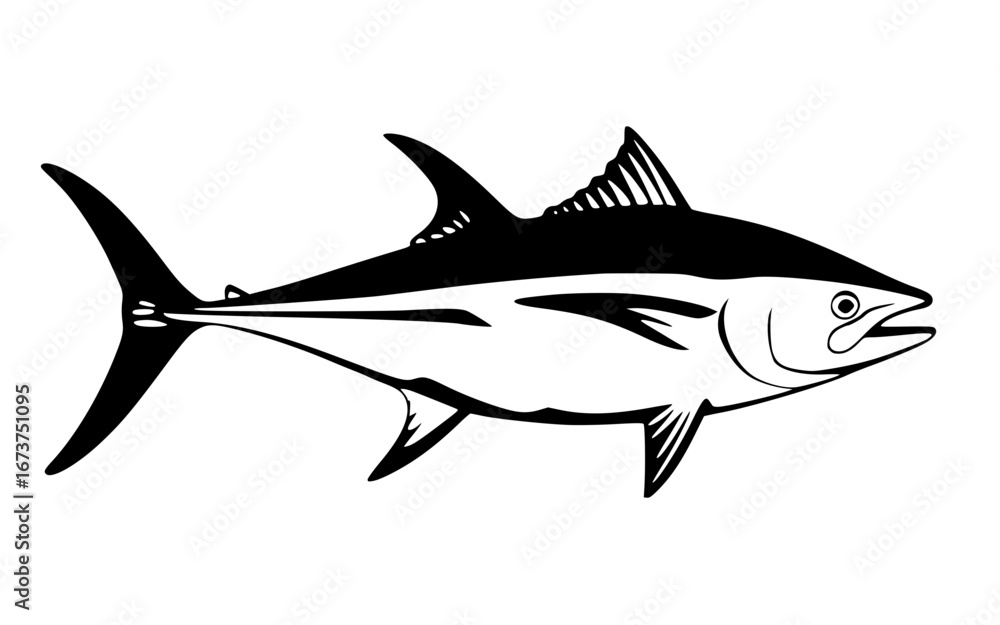 Fototapeta premium Sleek Tuna fish graphic for fishing seafood and marine themes clean vector style