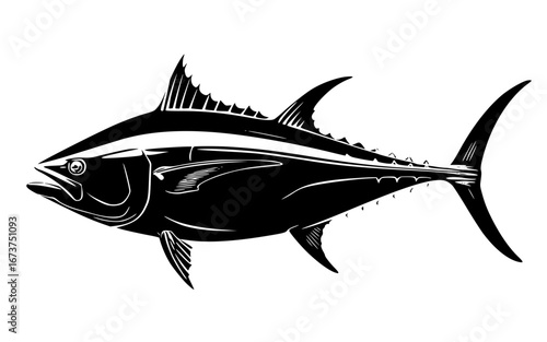 Powerful tuna fish illustration captures the essence of ocean sport fishing and marine life