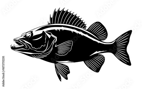 Dynamic black bass fish leaping from water ready to strike perfect for fishing logos and sports branding