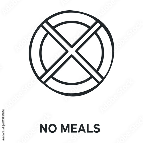 Prohibition sign for meals public spaces graphic design minimalist style direct view food restrictions. Vector illustration