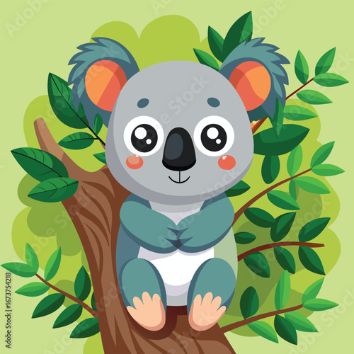 Cute Koala Resting on Tree Branch