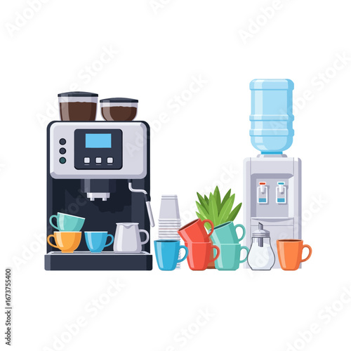Office Refreshment Station with Coffee and Water Dispenser