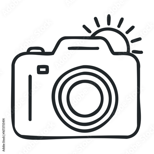Capturing moments photography action in nature landscape views at sunrise. Vector illustration