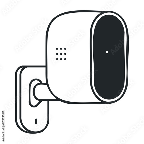 Surveillance camera installation home electronics modern environment close-up view security concept. Vector illustration