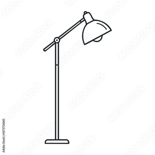 Modern desk lamp design home office illustration minimalist style side view ambient lighting concept. Vector illustration