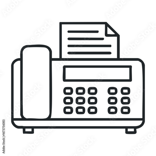 Fax machine operation in modern offices technology overview digital communication environment. Vector illustration