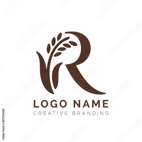 Letter R natural leaf logo