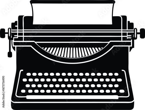 typewriter silhouette vector illustration