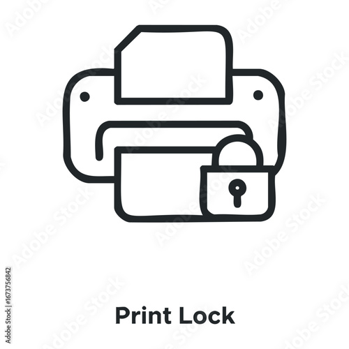 Secure your printing print lock feature overview digital environment technical guide user viewpoint. Vector illustration