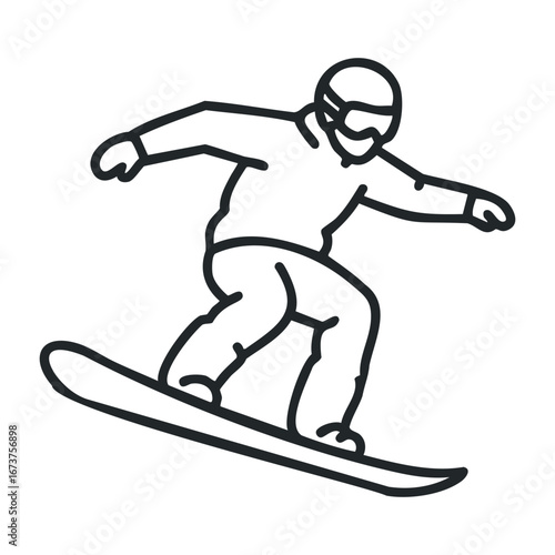 Snowboarding action mountain resort sport activity winter environment side view adventure lifestyle. Vector illustration