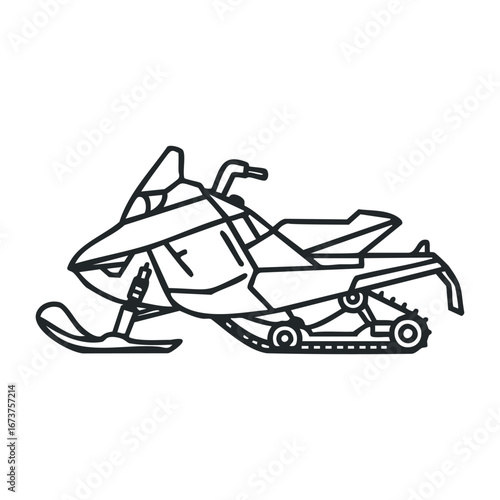 Exciting snowmobile adventure winter wonderland action photography outdoor landscape dynamic viewpoint thrilling experience. Vector illustration