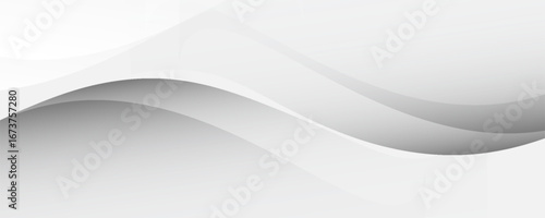 3D white geometric abstract background overlap layer on bright space with waves decoration. Minimalist modern graphic design element cutout style concept for banner, flyer, card, or brochure cover