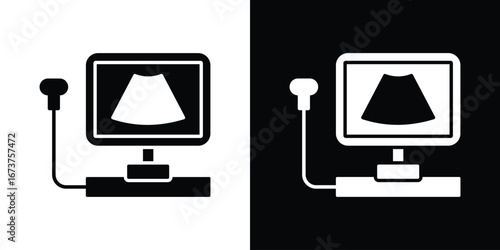 Ultrasonography icon symbol logo. Graphic template.