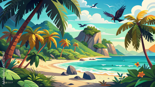 Praslin Island in Seychelles hosts Vallee de Mai. Coco de mer palms rise tall, rare black parrots flutter overhead, and powdery beaches glisten under endless tropical sunshine.