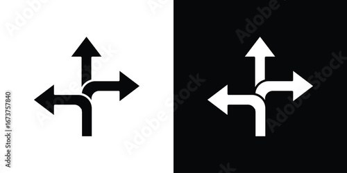 Three directions icon symbol logo. Graphic template.