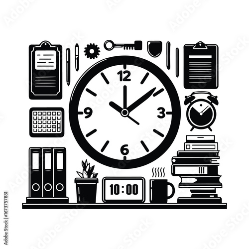 Wall Clock Symbol for Work Hours