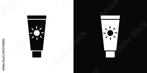 Sun cream icon symbol logo. Graphic template.