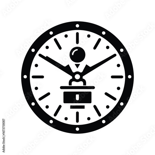 Wall Clock Symbol  Black and White Vector