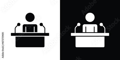 Politician speaker icon symbol logo. Graphic template.