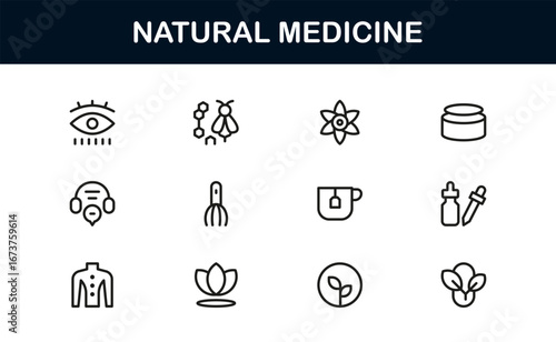 Premium linear natural medicine icons for professional health tools. Perfect for apps, websites, and wellness presentations with clean and minimal design elements.