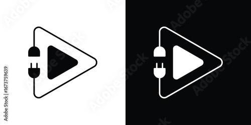 Plug and play icon symbol logo. Graphic template.