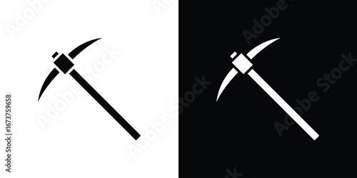 Pick axe icon symbol logo. Graphic template.