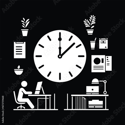 Wall Clock Symbol for Work Hours