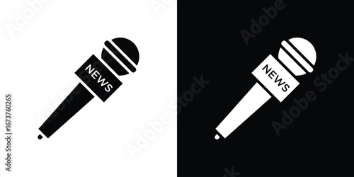 News microphone icon symbol logo. Graphic template.